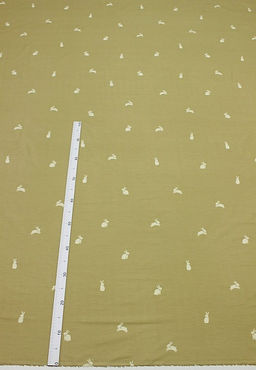 Сатин Зайка с бантиком цв.бежево-желтый, СОРТ2, ш.2.35м, хлопок-100%, 110гр/м.кв - Купава фото 2