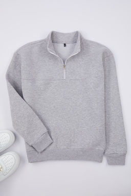 TRENDYOL MAN Kiremit Oversize/Genis Kesim Dik Yaka Fermuarl? Polarl?/S?cak Tutan Basic Sweatshirt TMNAW25SW00031 - Trendyolmilla фото 3