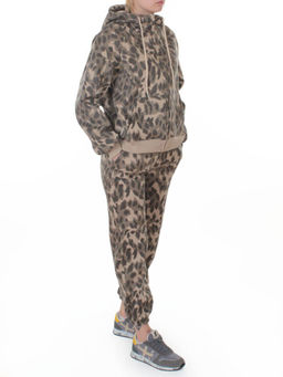 869-3 BEIGE/LEOPARD Костюм спортивный зимний женский (95% хлопок, 5% полиэстер)