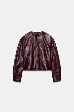 FAUX LEATHER PUFF-BALL BOMBER JACKET - Zara фото 5