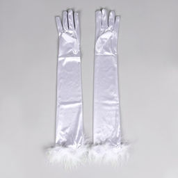 Перчатки женские с перьями, белые, длинные - Страна карнавалия фото 3