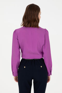 Женская фиолетовая рубашка с длинным рукавом Неожиданная скидка в корзине - U.s. polo assn фото 5