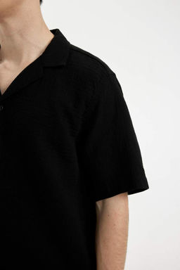 Хлопковая рубашка с короткими рукавами и воротником-поло Relax Fit - Defacto фото 8