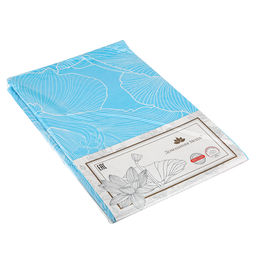 Простыня на резинке Евро Макси "Аквилегия" голубой 180х200см, свесы 27см, поплин 115г/м2, хлопок 100%, упаковка "классическая" ПВХ 28х41см, "Домашняя мода" (Россия)