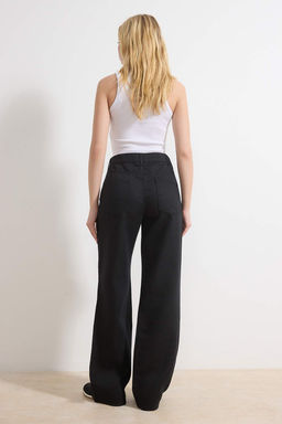 Siyah SOLMAYAN SIYAH Tencel Yuksek Bel Uzun Boy Wide Leg Jeans TWOSS26JE00082 - Trendyolmilla фото 4