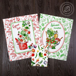 Полотенце вафельное 48х62см "Ассорти", хлопок 100%, 171гр/м2, комплект 3шт, "Домашняя мода" (Россия)