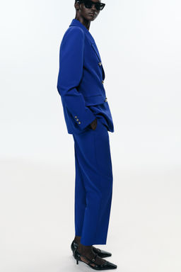 DOUBLE-BREASTED BLAZER WITH SHOULDER PADS