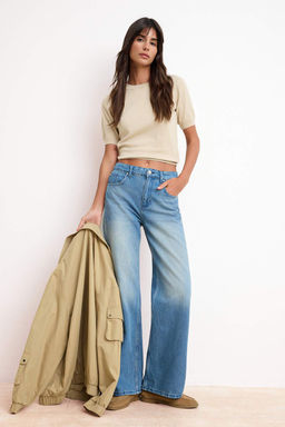 Mavi DOKUMLU Yuksek Bel %100 Pamuk Wide Leg Jeans TWOSS26JE00115 - Trendyolmilla фото 4