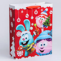 Пакет ламинированный вертикальный, 31 х 40 х 11 см С Новым годом!, Смешарики  фото 2