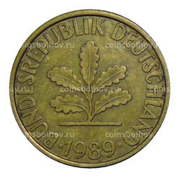 Монета 10 пфеннигов 1989 года F Германия