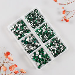 Декор для творчества стекло «Стразы. Тёмно-зелёный», d=2-4.8 мм, набор 1188 шт., 6×8×1.5 см