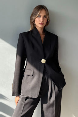 Siyah Gold Dugme Detayl? Blazer Ceket TWOAW26BC00045