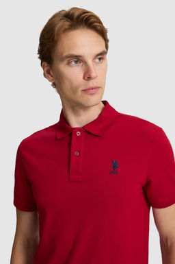 Erkek Bordo Slim Fit Polo Yaka Basic Ti__rt