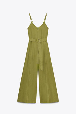 WIDE-LEG STRAPPY LINEN BLEND JUMPSUIT - Zara фото 7