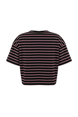 Teen Cok Renkli Cizgili Boxy/Relaxed Kal?p K?sa Kollu Pamuk Kar?s?ml? Orme T-Shirt TWOSS26TS00048