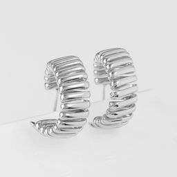 Серьги металл Геометрия дорожка акары, мини, цвет серебро, d=2.2 см