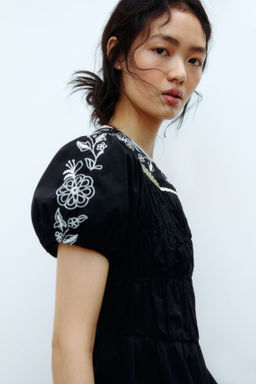 Vestido de popelina con bordados - H&m фото 5