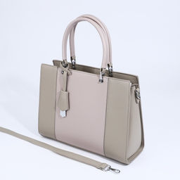 Сумка тоут на молнии, наружный карман, длинный ремень, цвет серо-бежевый - Simaland фото 6