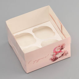 Цена за 5 шт. Коробка для 4 капкейка с прозрачной крышкой, «8 марта», 16×16×10 см