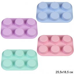 Форма для выпечки силикон. 6 ячеек, арт YH002 HL-090, (круглые) (649139, 726011)