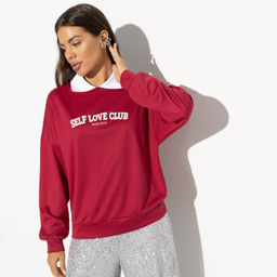 Свитшот свободного кроя с воротничком Модный сдвиг