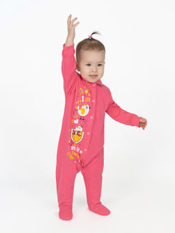 Комбинезон ясельный фуксия принт птички