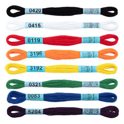 Нитки для вышивания Gamma набор мулине Ученический 100% хлопок 9 цв. x 8 м АССОРТИ