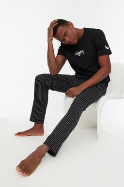 TRENDYOL MAN Lacivert Bask?l? Regular Fit Orme Pijama Tak?m? THMAW21PT0393 - Trendyolmilla фото 17