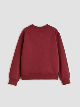 Bask?l? K?z ?ocuk Kal?n Sweatshirt