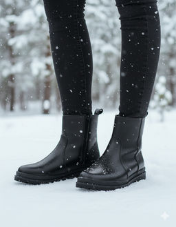 Ботинки женские на литой подошве, кожа, овчина, молния. - Рошва фото 11