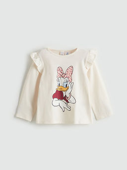 Bisiklet Yaka Daisy Duck Bask?l? K?z Bebek Ti??rt ve Tayt 2li