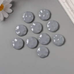 Цена за 10 шт. Бусины для творчества акрил «Плоский мятый круг», серый 2.5×2.5×0.6 см