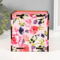 Деревянная копилка для денег «Богатства», куб, с надписью, 10×10×10 см