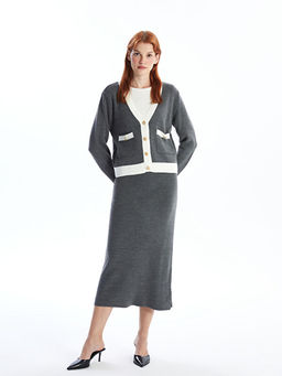 Kad?n Beli Lastikli D?z Triko Etek