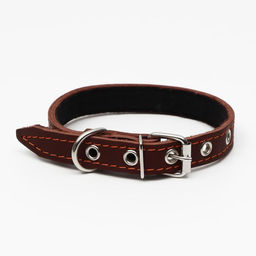 Ошейник кожаный на синтепоне украшенный, 45 х 2 см, ОШ 25-35 см, коричневый - Пижон фото 2