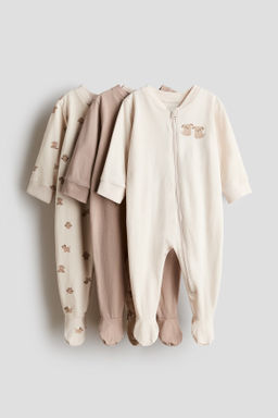 Pack 3 pijamas enteros de algod?n con cremallera