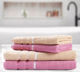 Набор полотенец AKAY GRACY хлопок (4 шт) (50*80 (2), 70*130 (2)) фиолет-беж