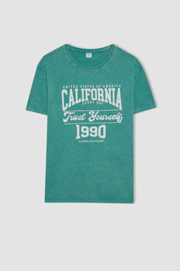 Футболка стандартного кроя с круглым вырезом и короткими рукавами с принтом - Defacto фото 7