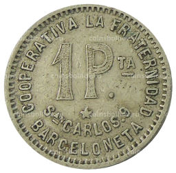 1 песета 1915 года Испания  Барселона