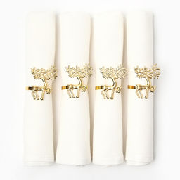 Набор сервировочных салфеток с декоративными кольцами Этель Еco style 46х46 см - 4 шт, 100% лён