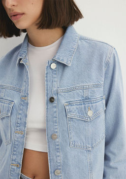 Thalia Mavi Premium Buz Mavi Jean Ceket фото 6