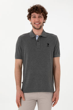 Erkek Regular Fit Polo Yaka Antrasit Melanj Basic Ti__rt Sepette S_rpriz _ndirim
