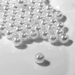 Бусины Жемчуг, 0.8 см, (набор 100 шт.), №8, отверстие сквозное, белые