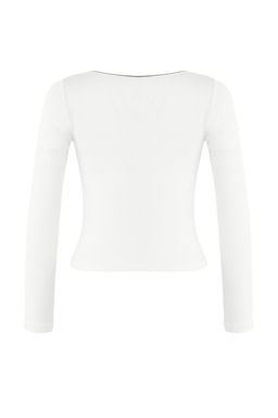 Teen Ekru Renk Bloklu Kroseta Detayl? Slim/Vucuda Oturan Orme Bluz TWOAW26BZ00085