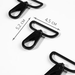 Цена за 2 шт. Карабин металлический, 52 45 мм / 38 3,5 мм, 3 шт, цвет матовый чёрный