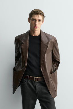LIMITED EDITION LEATHER BLAZER - Zara фото 2