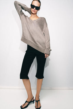 JERSEY PUNTO GRUESO CUELLO PICO / Gris topo - Zara фото 4