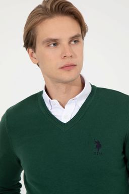 Мужской зеленый трикотажный свитер Basic - U.s. polo assn фото 2