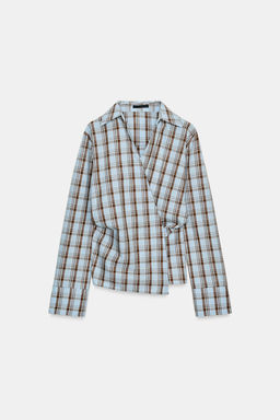 CHECK POPLIN WRAP SHIRT - Zara фото 14