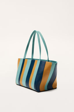 STRIPED LEATHER TOTE BAG - LIMITED EDITION - Zara фото 2